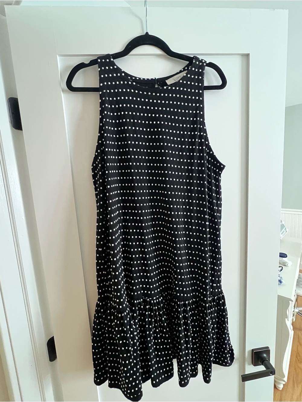 Classic Black & White Polka Dot Sleeveless Dress from Loft
